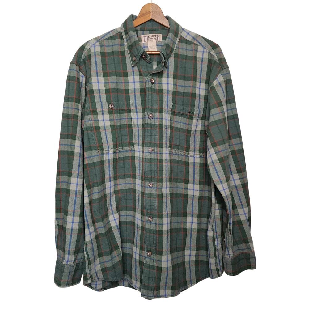 Duluth Green Plaid Button Up Shirt Men's Size Large
